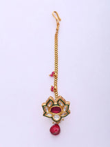 Floral Kundan Brass Maang Tikka in Rajasthani Style