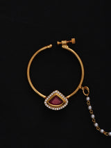 Red Kundan Brass Nose Ring Nath