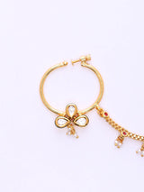 Polki Stone Studded Brass Nath Nose Ring