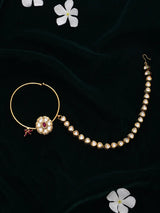 Floral Polki Studded Brass Bridal Nose Ring Nath
