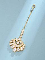 Crescent Polki Kundan Brass Maang Tikka