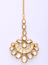 Crescent Polki Kundan Brass Maang Tikka