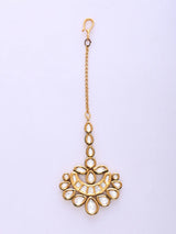 Crescent Polki Kundan Brass Maang Tikka
