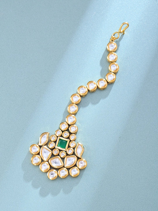 Polki Stone and Lacquer Brass Maang Tikka