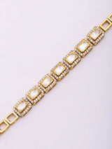 Rectangle Zircon Studded Sterling Silver Tennis Bracelet