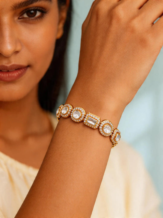 Zircon Tennis Bracelet in Sterling Silver with Mixed Cut Stones