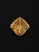 Kundan Green and White Stone Sterling Silver Brooch
