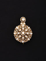 Kundan Floral Sterling Silver Brooch with Stone Studding