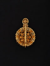 Kundan Floral Sterling Silver Brooch with Stone Studding