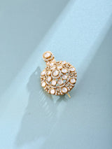 Kundan Floral Sterling Silver Brooch with Stone Studding