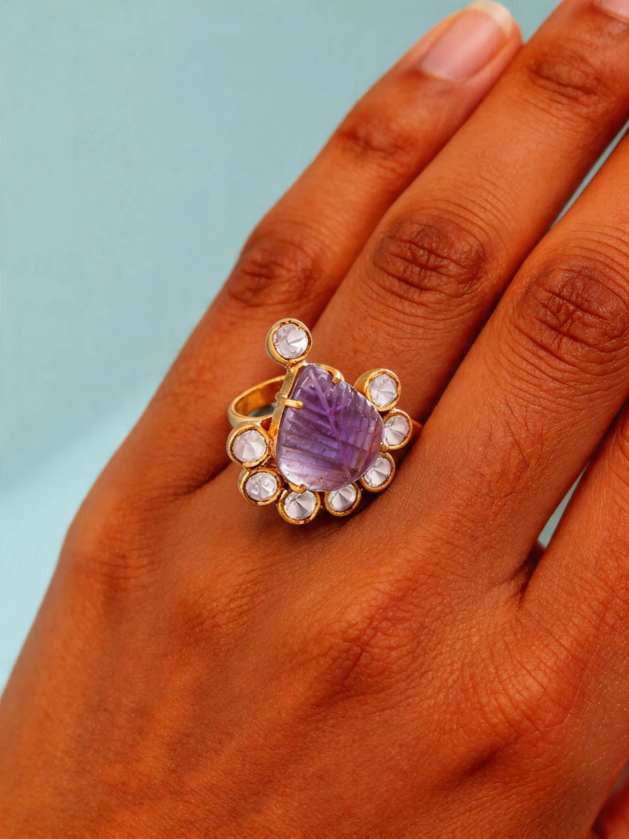 Amethyst Sterling Silver Adjustable Ring