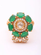 Green Stone Sterling Silver Adjustable Ring