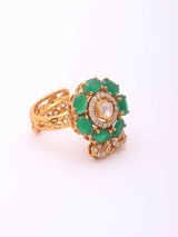 Green Stone Sterling Silver Adjustable Ring