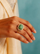 Emerald Green Kundan Sterling Silver Adjustable Ring