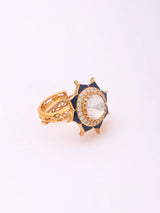 Star Motif Stone Studded Adjustable 925 Sterling Silver Ring