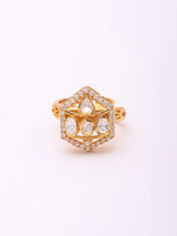 Hexagonal Cut Stone Sterling Silver Adjustable Ring
