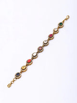 Oval Cut Navratna Stone Studded Sterling Silver Bracelet