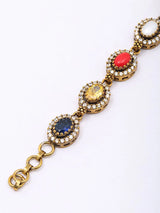 Oval Cut Navratna Stone Studded Sterling Silver Bracelet