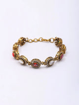Oval Cut Navratna Stone Studded Sterling Silver Bracelet