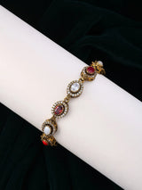 Oval Cut Navratna Stone Studded Sterling Silver Bracelet