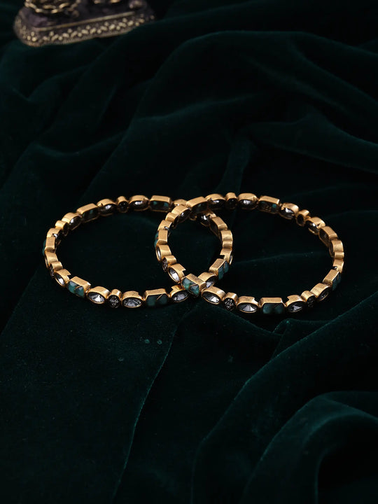 Antique Kundan Sterling Silver Bangles Pair