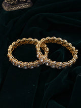Moissanite Studded Sterling Silver Openable Bangles Pair