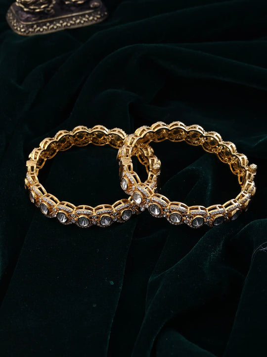 Moissanite Studded Sterling Silver Openable Bangles Pair