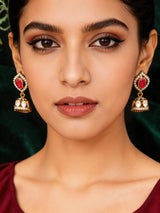 Kundan Moissanite Sterling Silver Jhumka Earrings