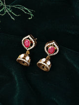 Kundan Moissanite Sterling Silver Jhumka Earrings