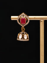 Kundan Moissanite Sterling Silver Jhumka Earrings