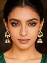 Kundan Moissanite Silver Jhumka Earrings