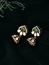 Kundan Moissanite Silver Jhumka Earrings
