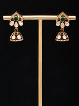 Kundan Moissanite Silver Jhumka Earrings