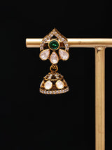 Kundan Moissanite Silver Jhumka Earrings