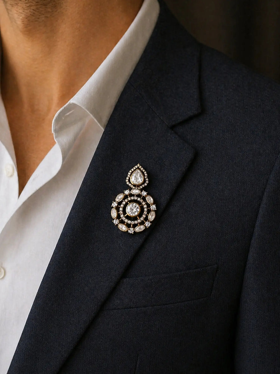 Moissanite Chakra Sterling Silver Brooch