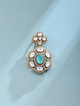 Floral Blue Stone Sterling Silver Brooch
