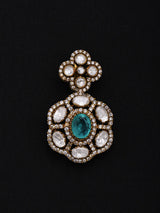 Floral Blue Stone Sterling Silver Brooch