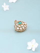 Malachite Stone Studded Sterling Silver Hair Brooch