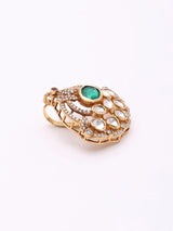 Malachite Stone Studded Sterling Silver Hair Brooch