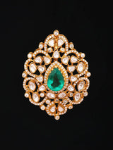 Emerald Green Stone Sterling Silver Juda Brooch Maang Tikka