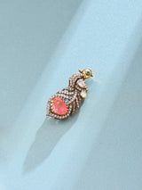 Pink Stone Bird Motif Sterling Silver Brooch