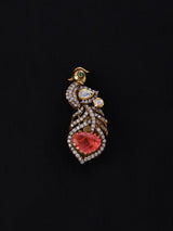 Pink Stone Bird Motif Sterling Silver Brooch