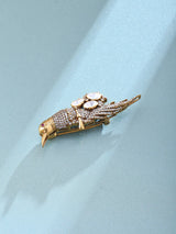 Moissanite Bird Motif Sterling Silver Brooch