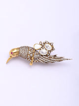 Moissanite Bird Motif Sterling Silver Brooch