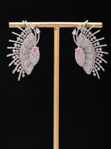 Black and Pink Stone Butterfly Brass Earrings