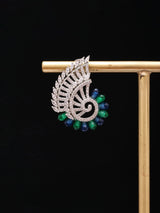 Swirl Motif Cubic Zirconia Studded Brass Earrings