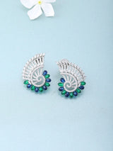 Swirl Motif Cubic Zirconia Studded Brass Earrings