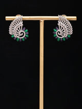 Swirl Motif Cubic Zirconia Studded Brass Earrings