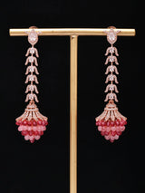 Mint Blue Cubic Zirconia Long Drop Earrings in Brass