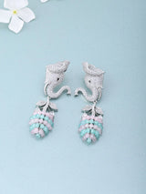Elephant Motif American Diamond Brass Drop Earrings